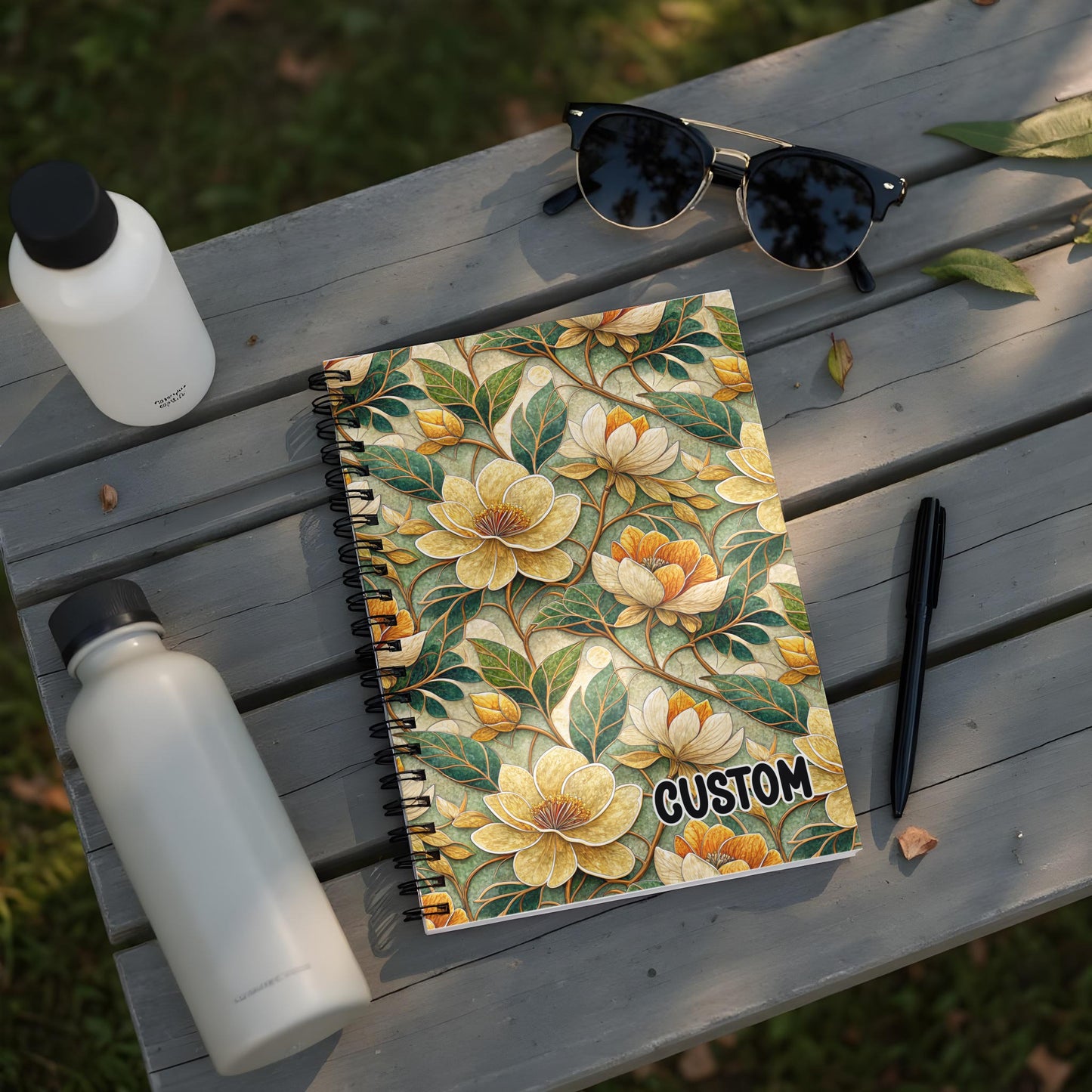 Custom Floral Pattern Spiral Bound Notebook for Journaling