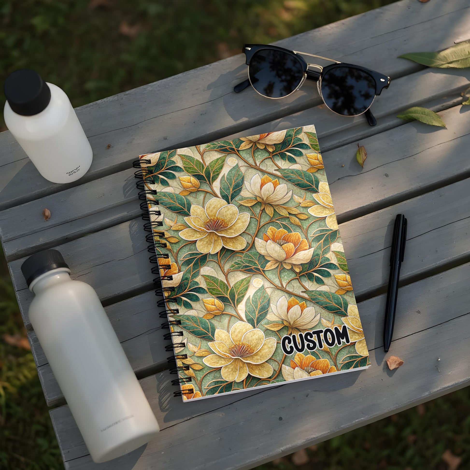 Custom Floral Pattern Spiral Bound Notebook for Journaling