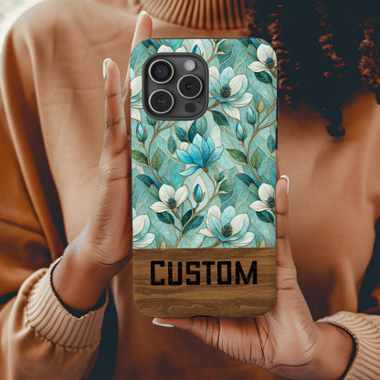 Custom Floral Design Phone Case with Personalization