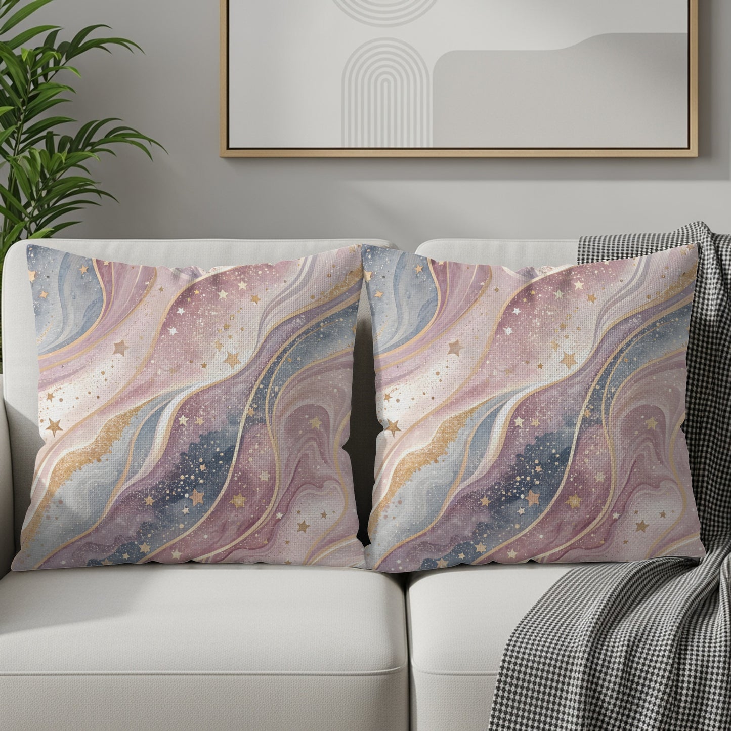Pastel Galaxy Patterned Decorative Pillow Set