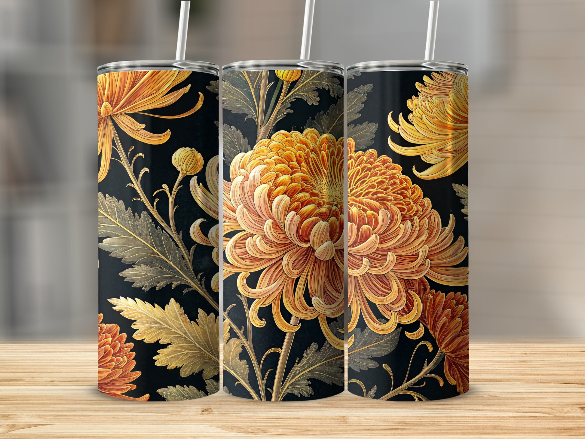 Elegant Floral Design Insulated Tumbler for Beverages