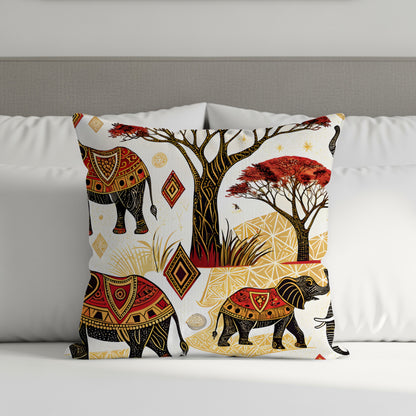 Vibrant African Elephant Design Decorative Pillow Case