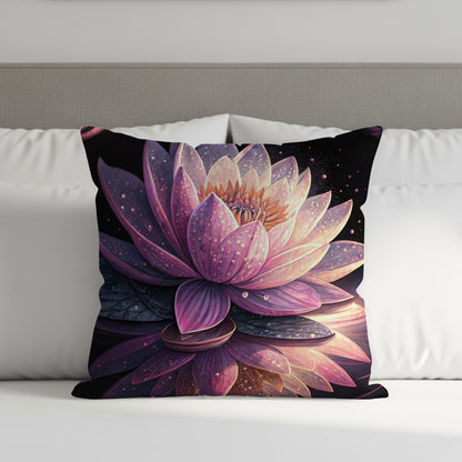 Stunning Purple Lotus Flower Print Cushion Cover