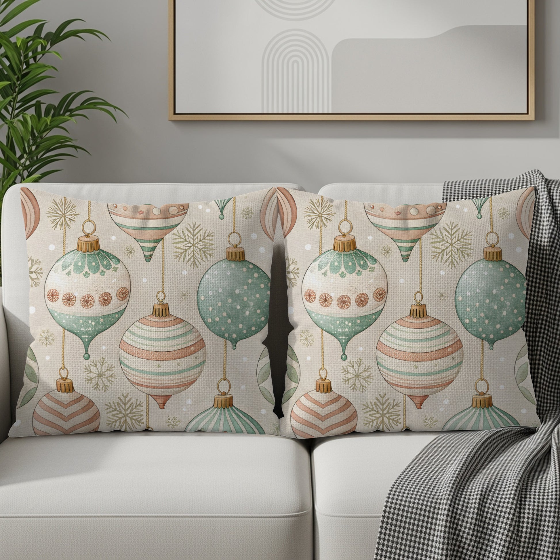 Vintage Christmas Ornament Design Throw Pillow