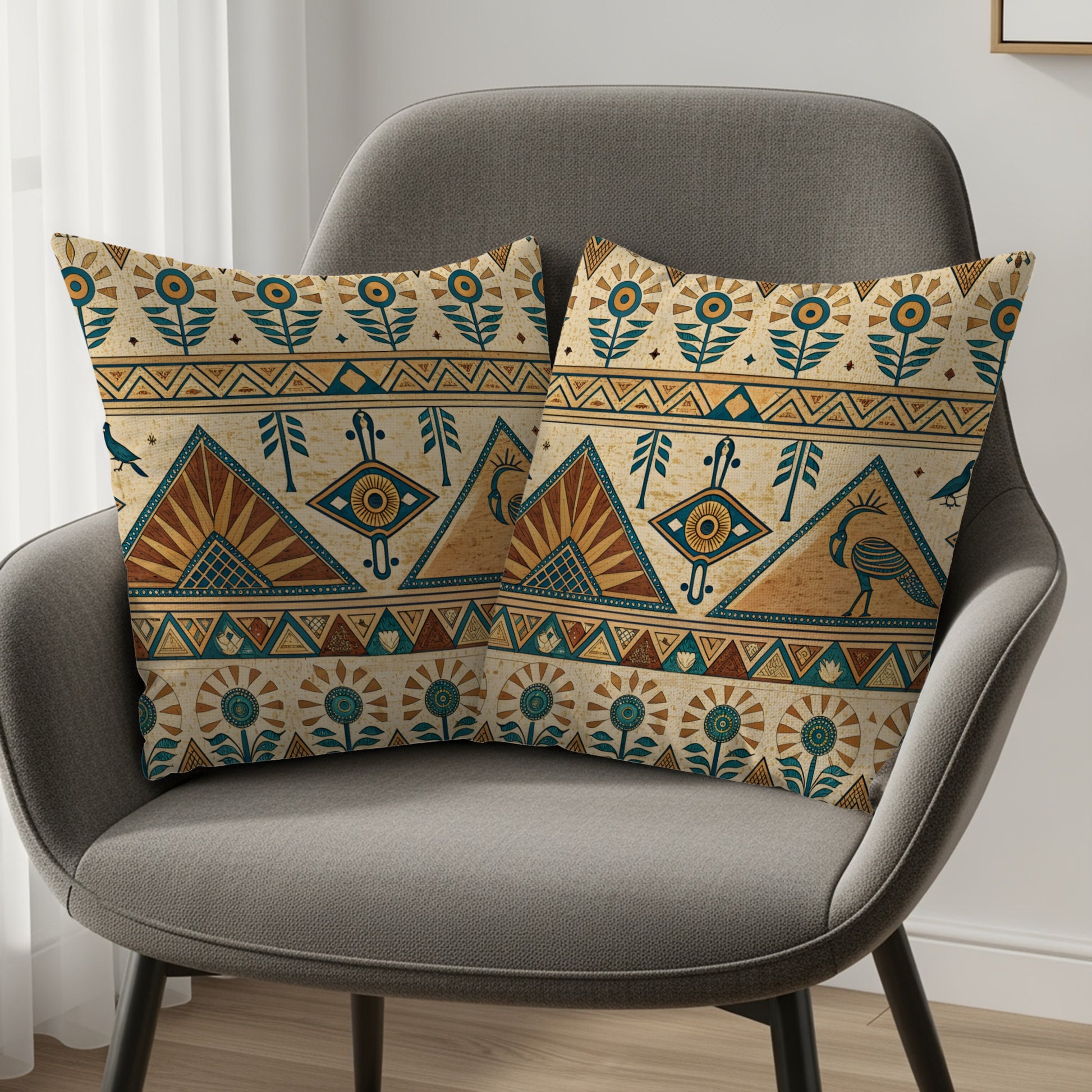 Tribal Inspired Geometric Pattern Throw Pillow Set