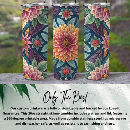 Floral Delightful Patterns Design in Bold Colors 20 oz Skinny Tumbler - Walk Greener