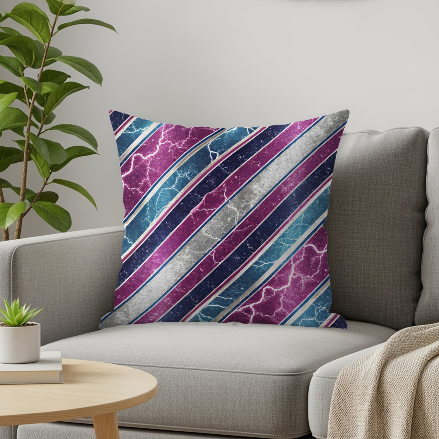 Diagonal Lightning and Stripe Patterned Design Throw Pillows - Walk Greener
