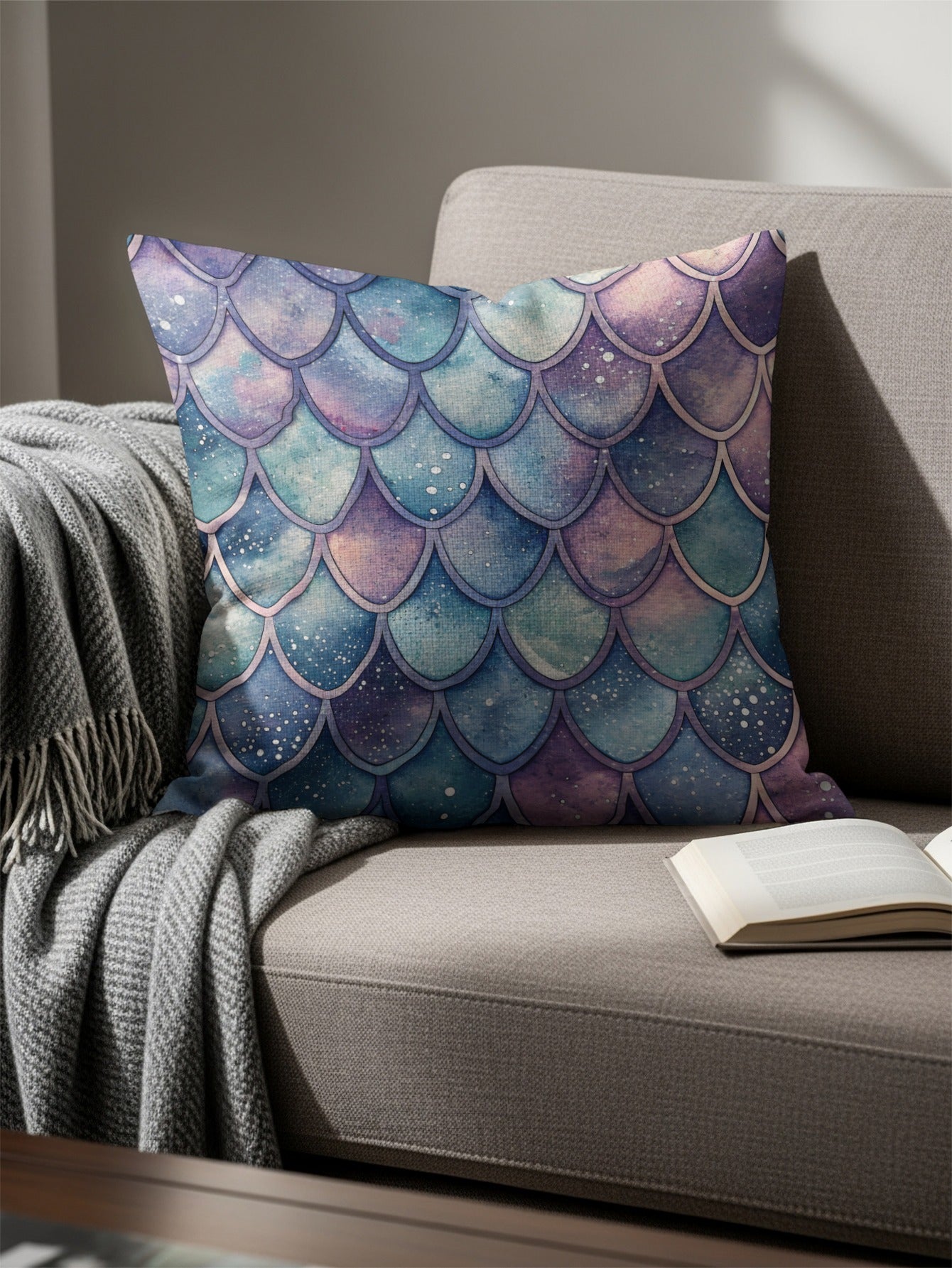 Colorful Mermaid Scale Pattern Decorative Pillow