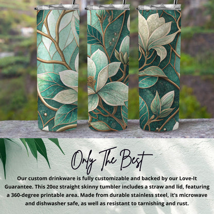 Floral Design With Leaves Pattern Art For Home Decor 20 oz Skinny Tumbler - Walk Greener