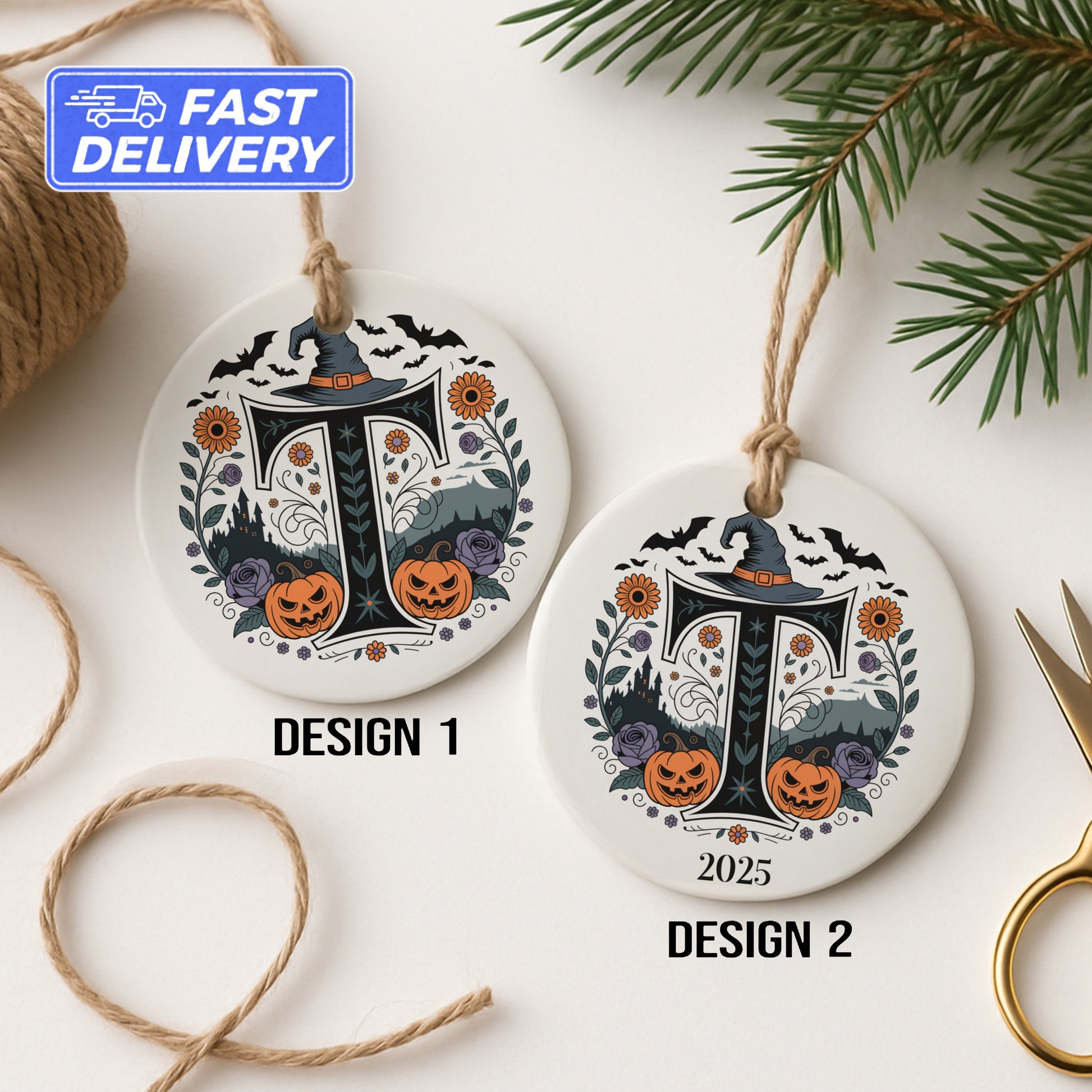 Personalized Halloween Ornaments with Initials product type