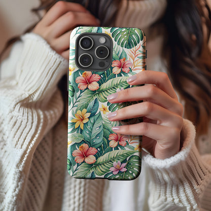 Tropical Floral Patterned Phone Case with Vibrant Colors