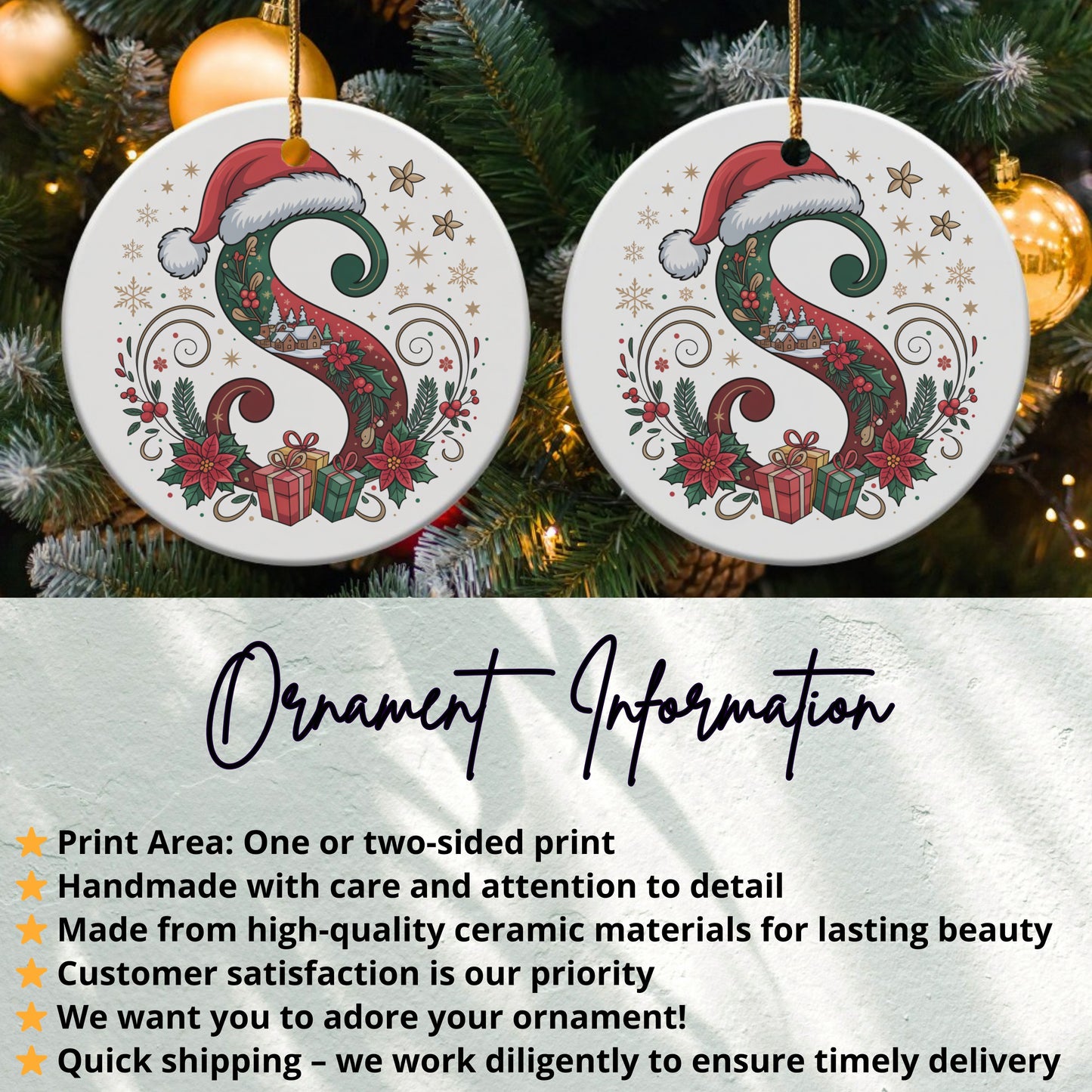 Festive Santa Ornament With Holiday Gifts Print product type