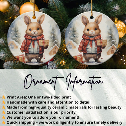 Adorably Festive Rabbit with Gifts Ornament product