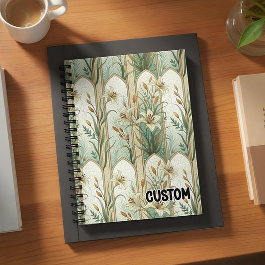 Elegant Floral Custom Design Spiral Notebook