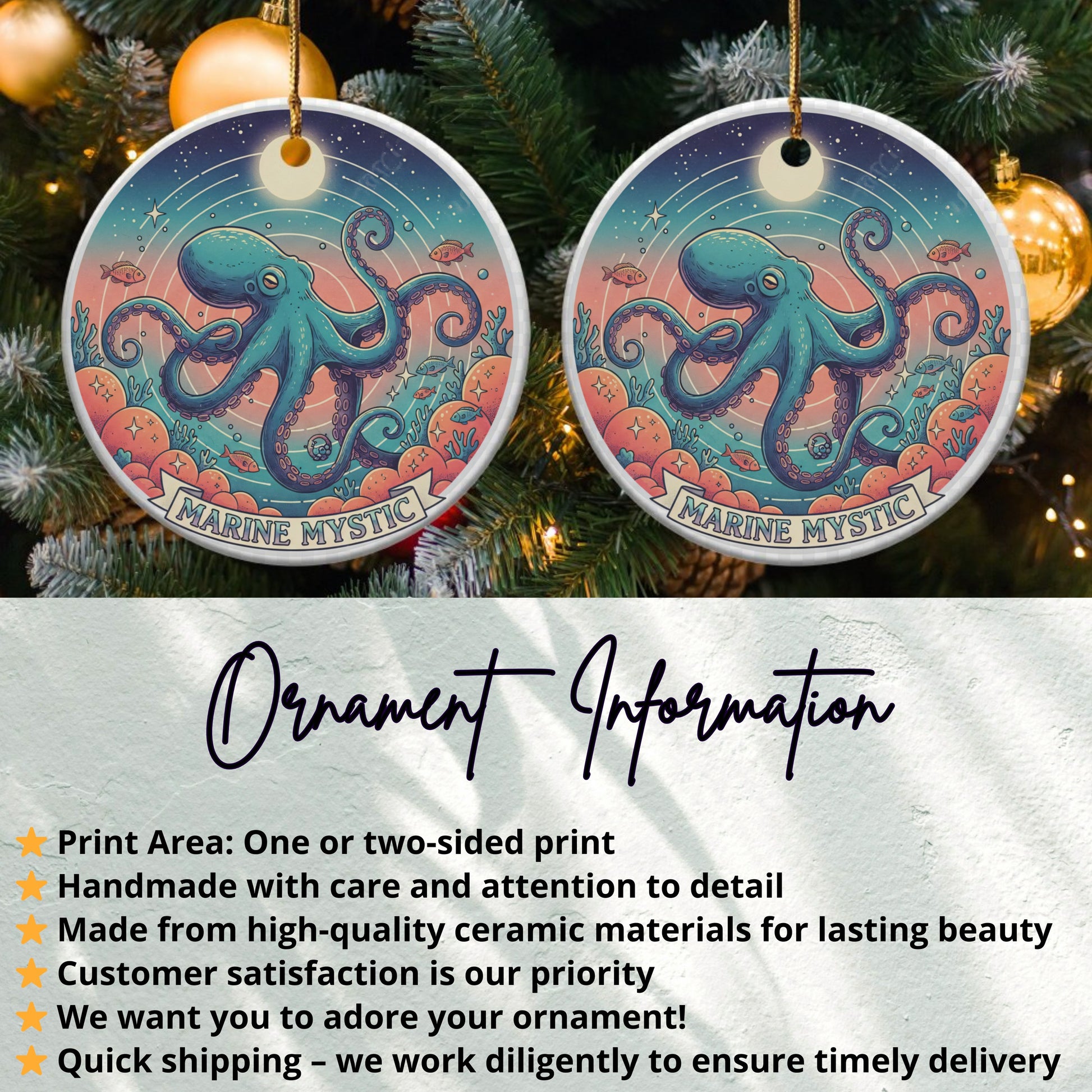 Marine Mystic Octopus Double-Sided Ornament product