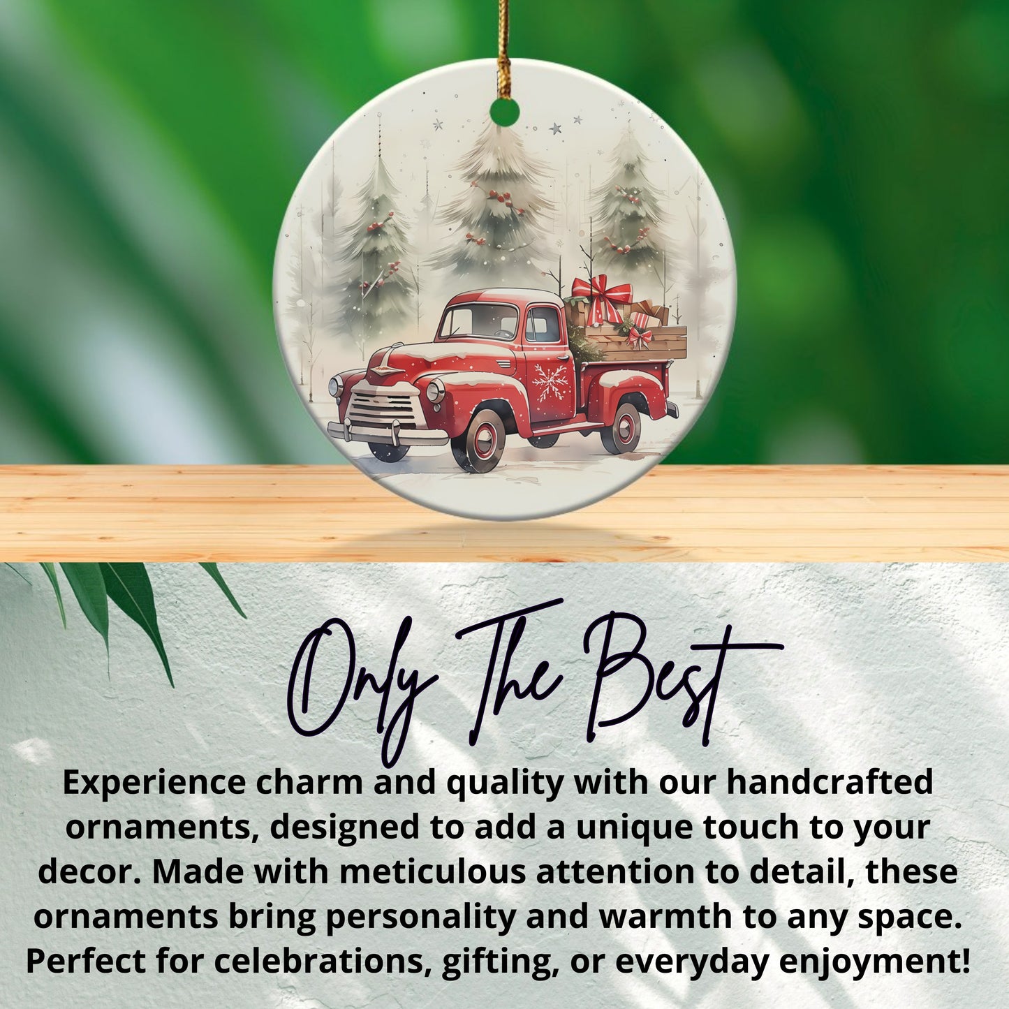 Vintage Truck with Christmas Trees Ornament product type