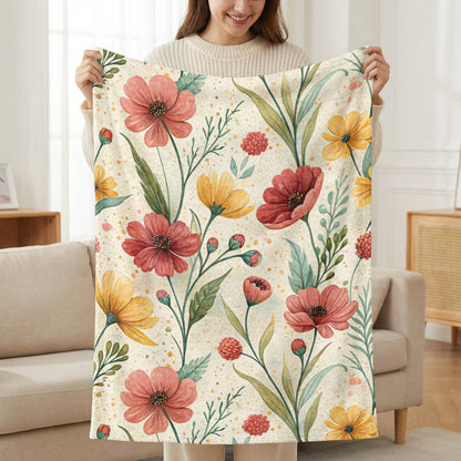 Watercolor Floral Pattern of Red and Yellow Flowers - Walk Greener