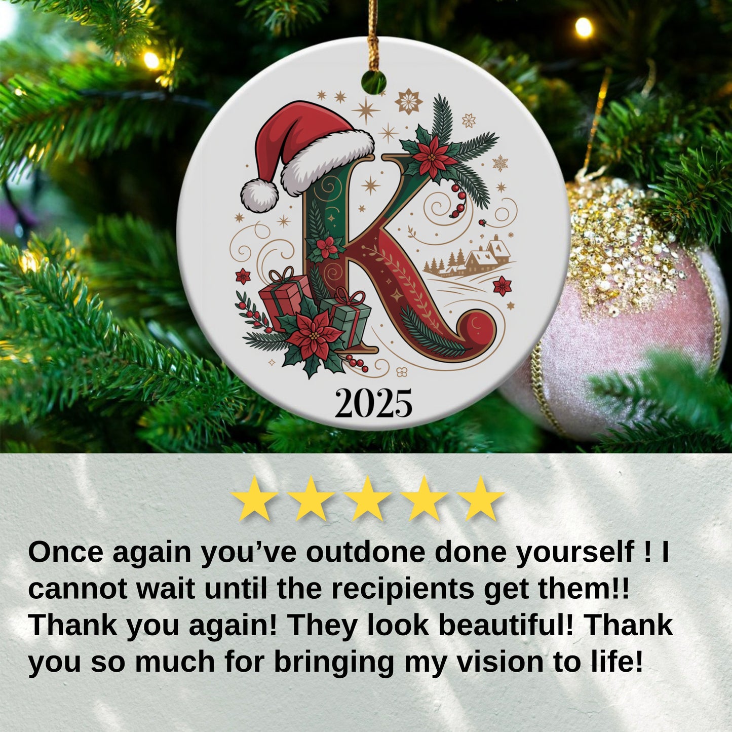 Personalized Christmas Ornament with Initial Letter K product