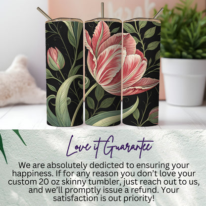 Custom 20 oz Skinny Tumbler with Floral Design