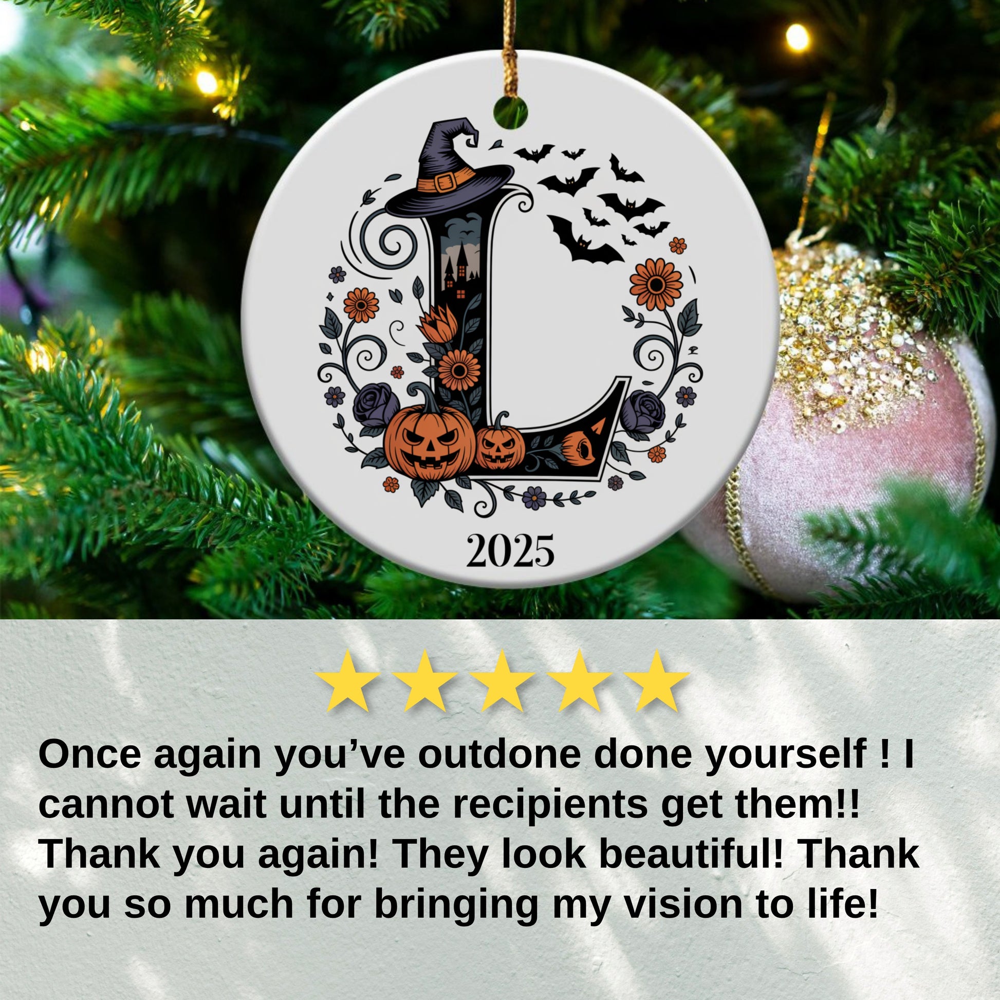 Personalized 2025 Monogram Halloween Ornament product type