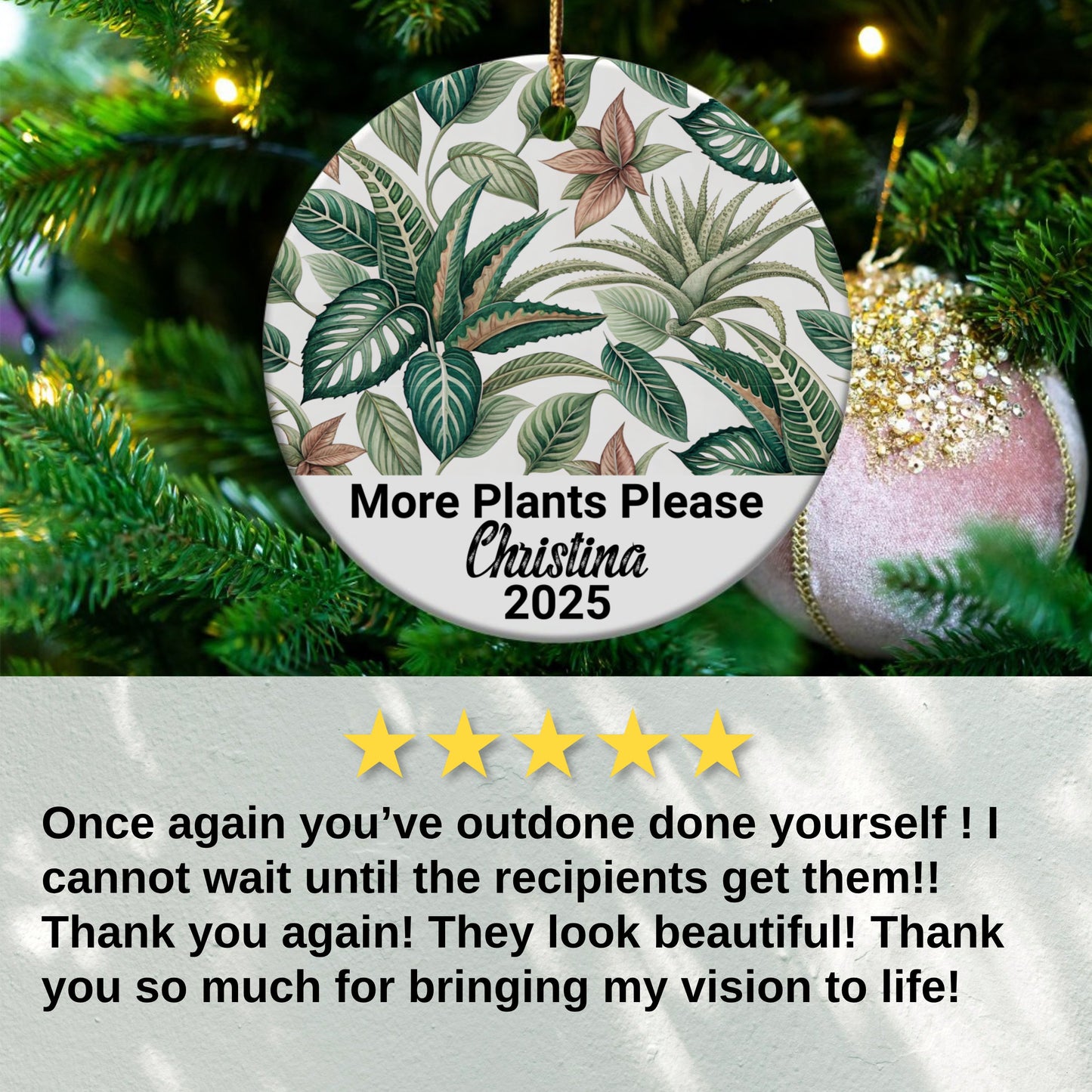 Personalized Floral Christmas Ornament product