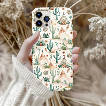 Bohemian Desert Cactus and Teepee iPhone Case