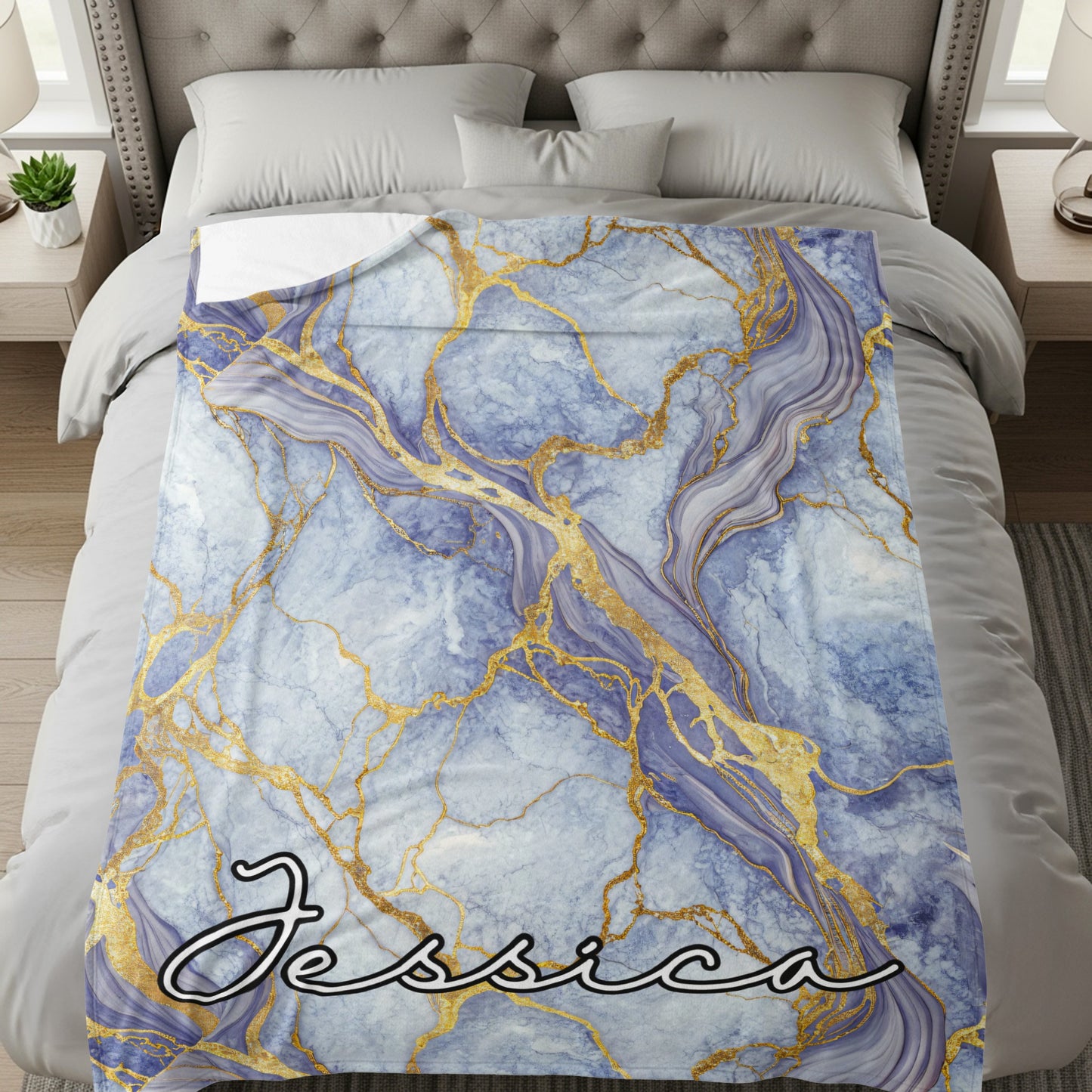 Marble Texture with Golden Veins and Custom Name - Walk Greener
