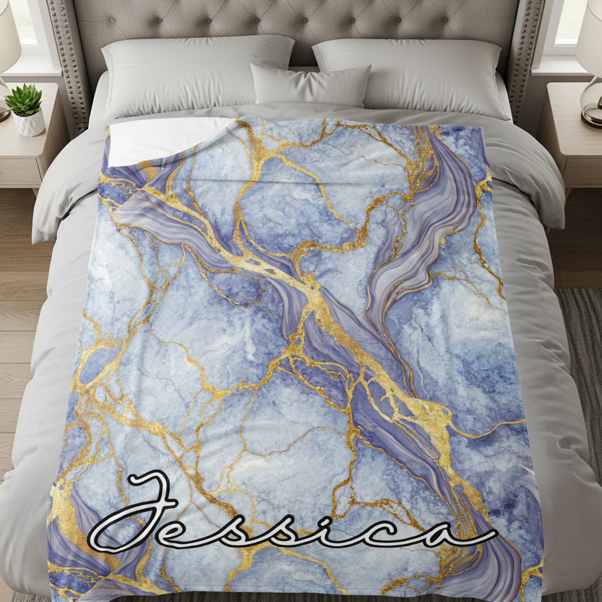Marble Texture with Golden Veins and Custom Name - Walk Greener