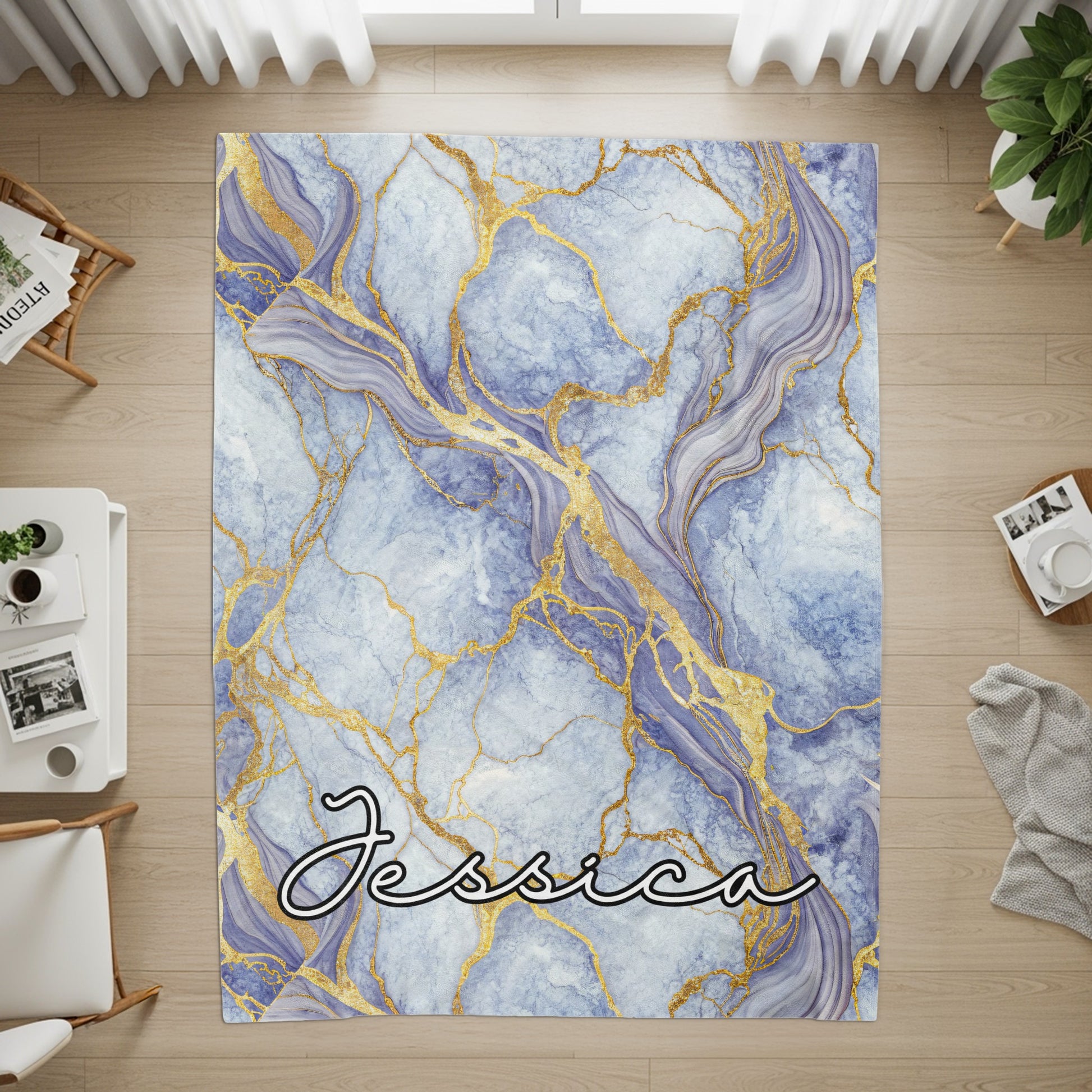Marble Texture with Golden Veins and Custom Name - Walk Greener