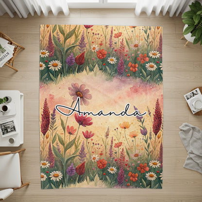 Personalized Floral Botanical Name Amanda Rug