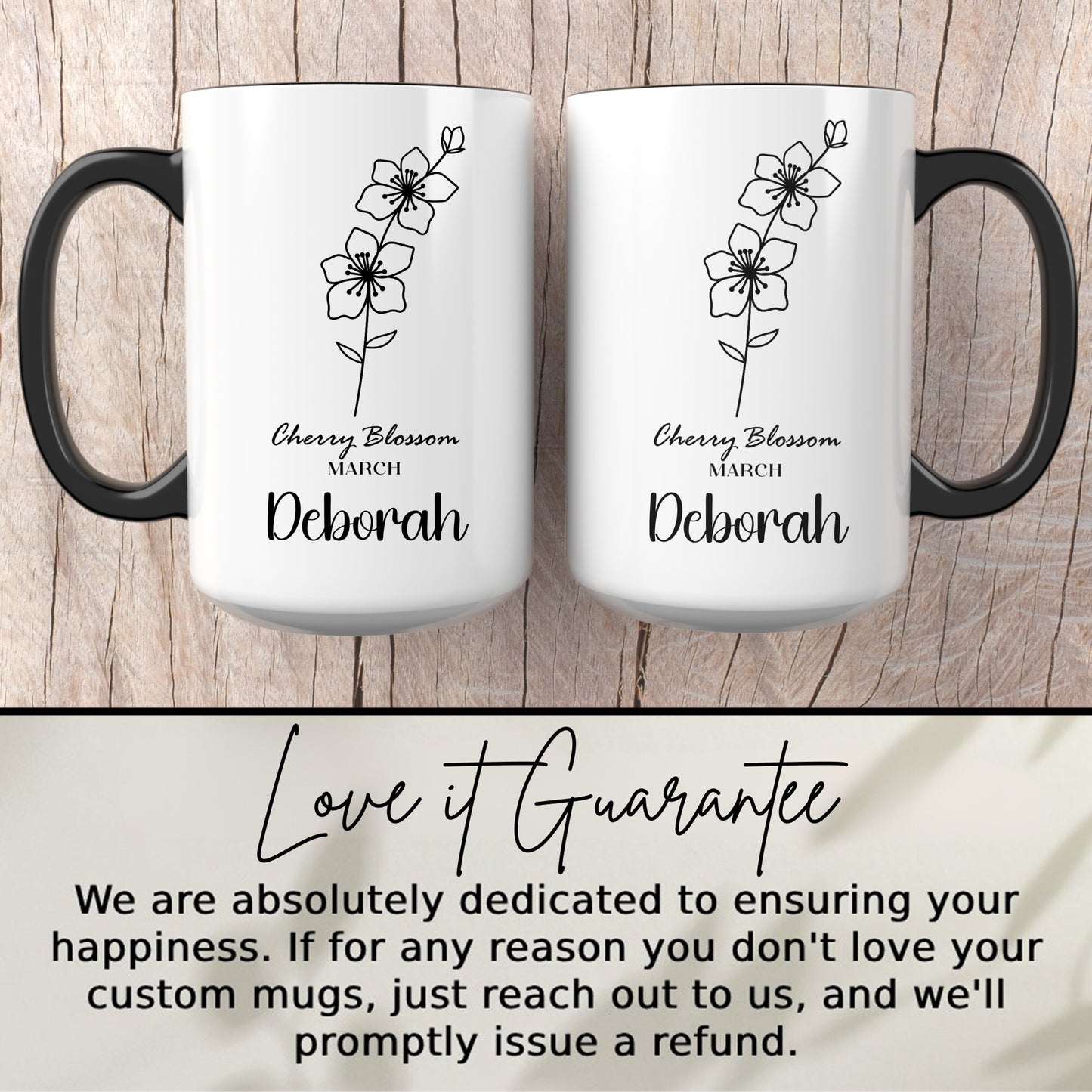 Personalized Cherry Blossom March Name Mug Custom Gift