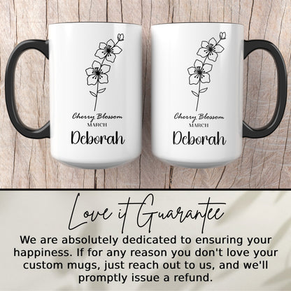Personalized Cherry Blossom March Name Mug Custom Gift