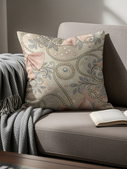 Sparkling Bows with Pearls Pattern Design Pillows & Pillow Cases - Walk Greener