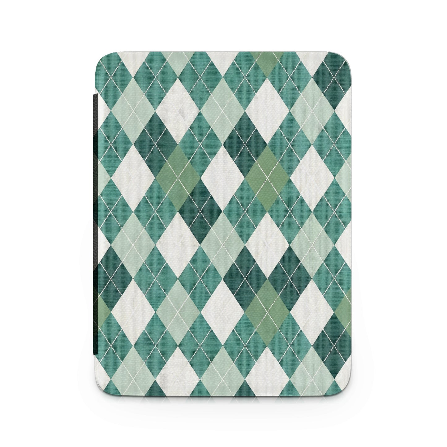 Green and White Argyle Pattern Tablet Cover