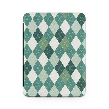 Green and White Argyle Pattern Tablet Cover