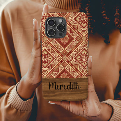 Personalized Geometric Pattern Phone Case with Name