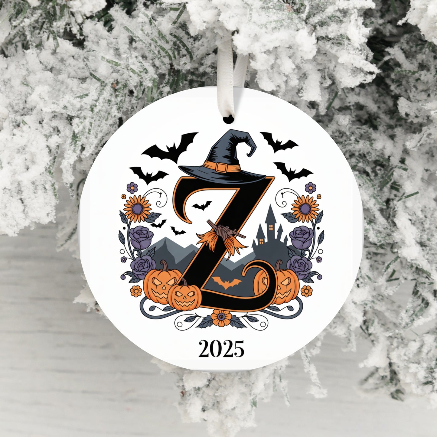 Halloween Themed Initial Christmas Ornament product