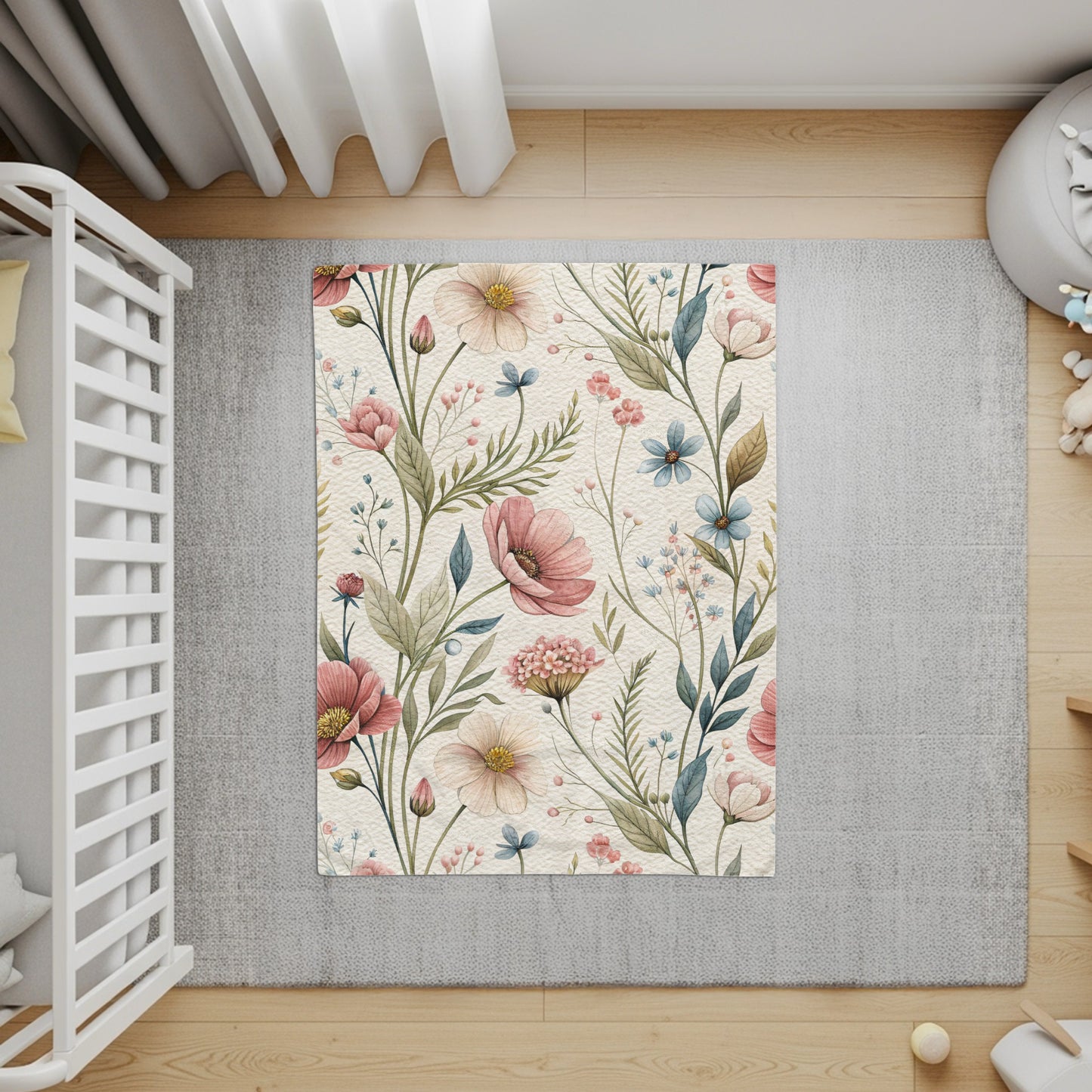 Vintage Floral Pattern Design In Delicate Hues Velveteen Plush Blankets - Walk Greener