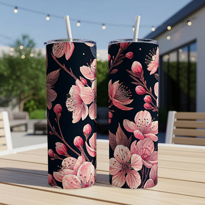 Floral Pattern Stainless Steel Tumbler With Straw