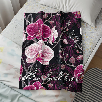 Michelle Custom Orchid Floral Blanket Design