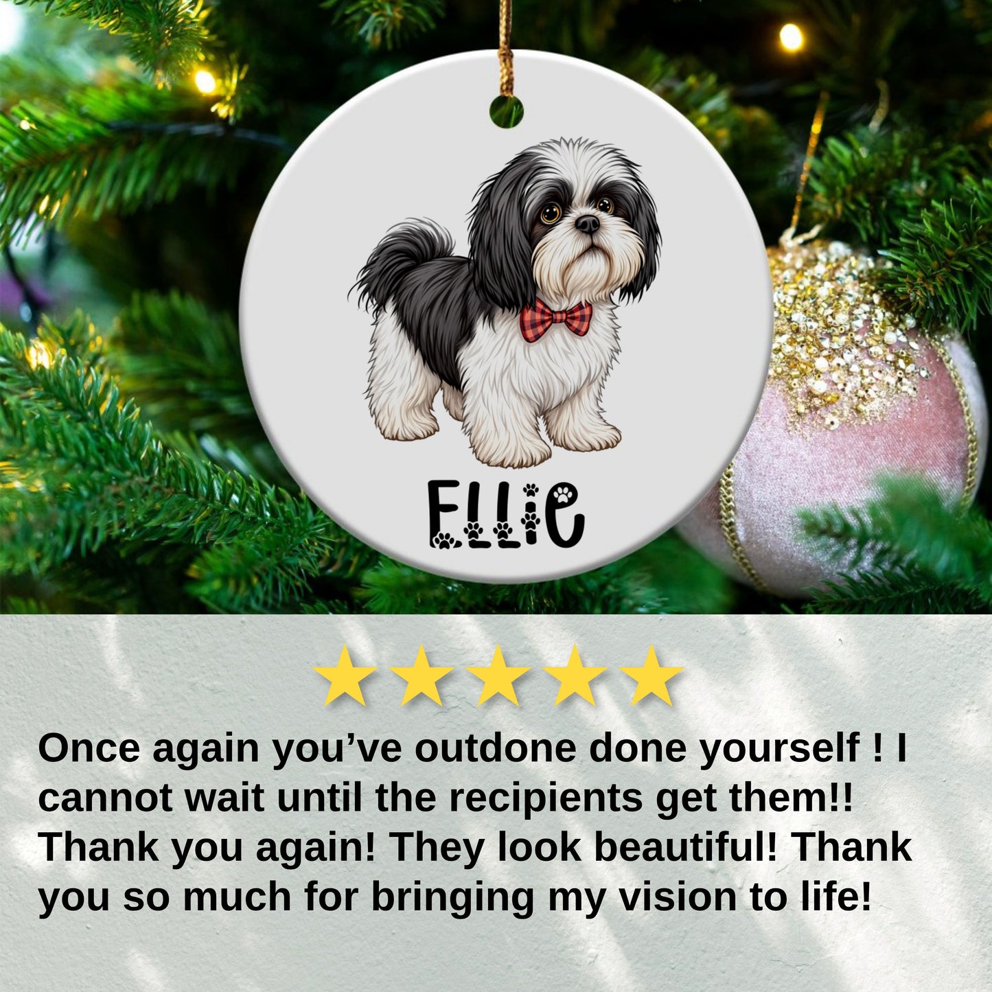 Custom Dog Illustration Ornament Christmas product