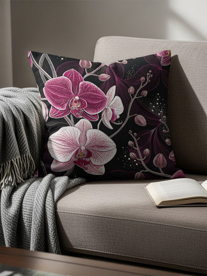 Elegant Orchid Floral Design Throw Pillow for Home Decor