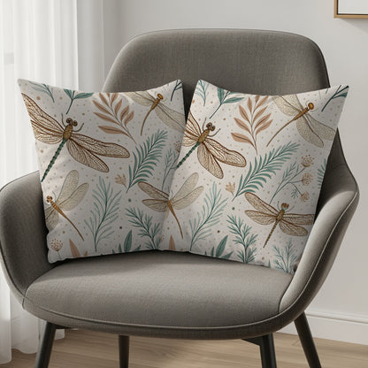Dragonfly and Botanical Pattern Decorative Pillow Set