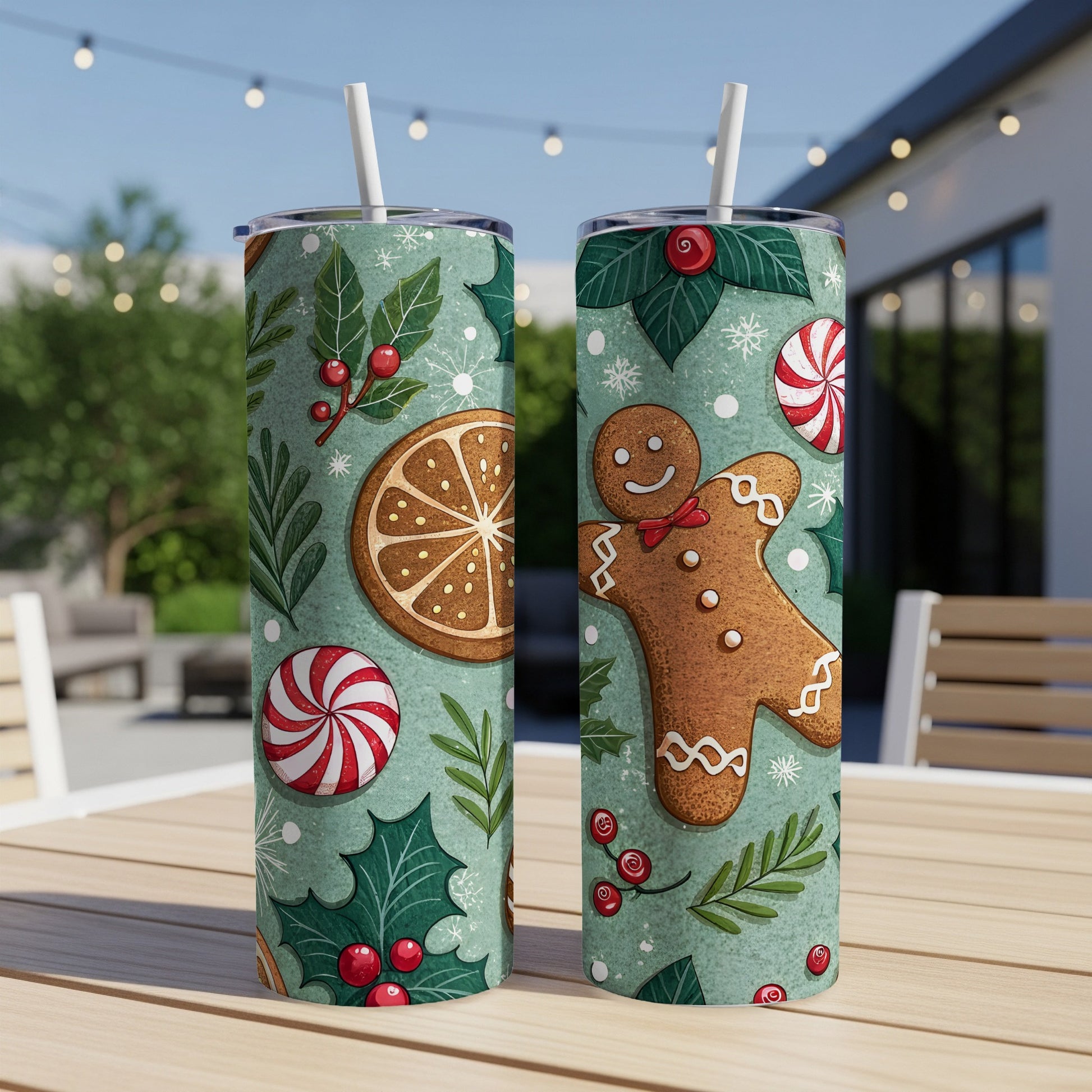 Festive Gingerbread and Peppermint Holiday Tumblers