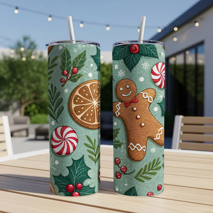 Festive Gingerbread and Peppermint Holiday Tumblers