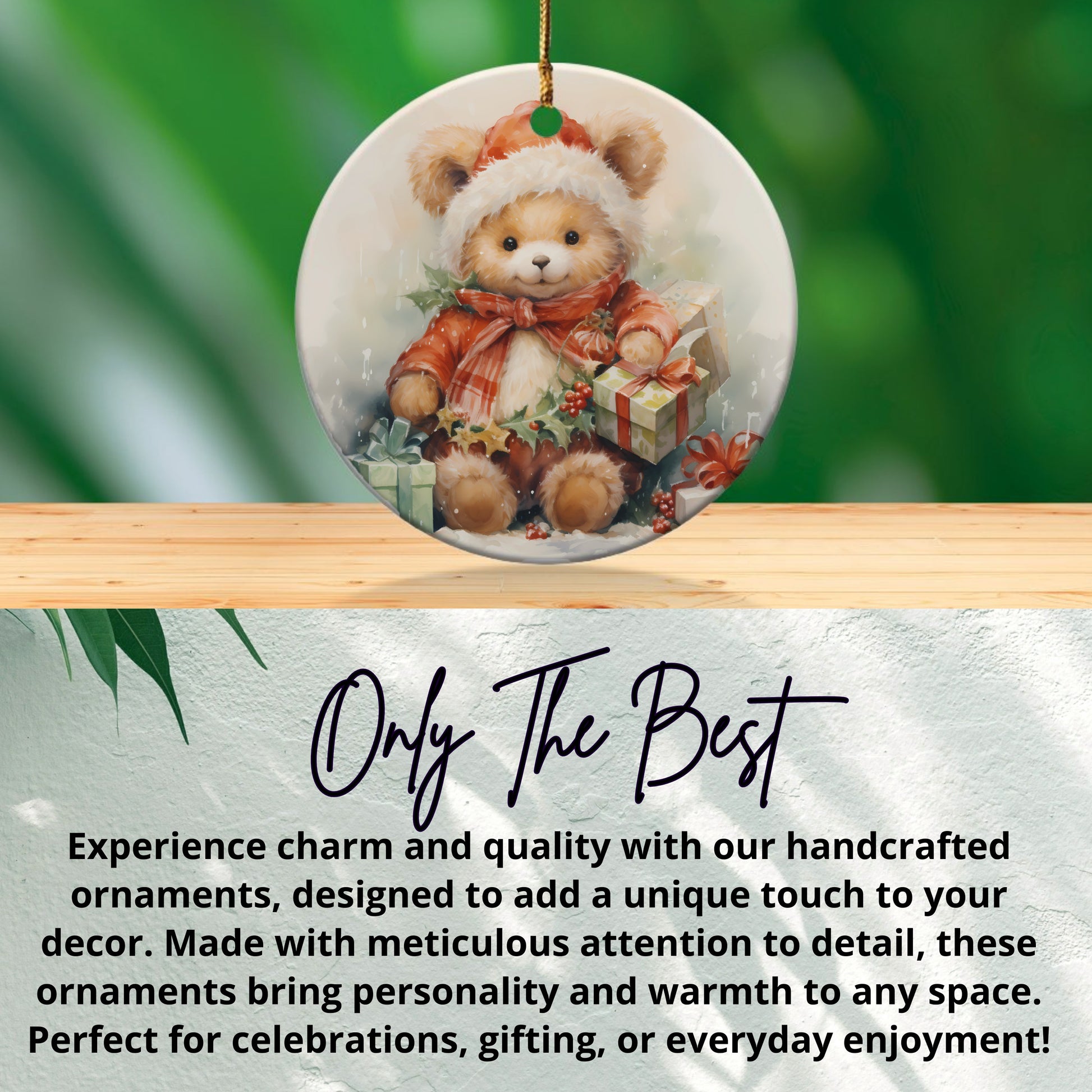 Adorable Christmas Bear with Gifts Hanging Ornament product