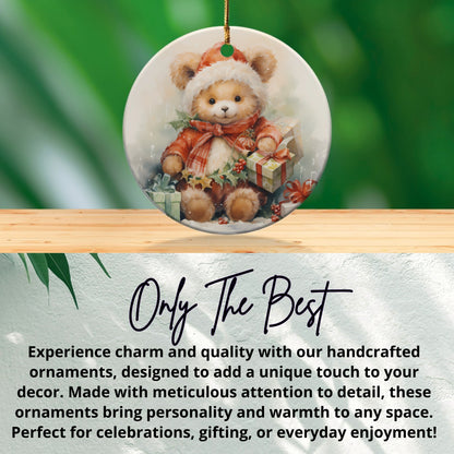Adorable Christmas Bear with Gifts Hanging Ornament product