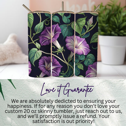 Floral Morning Glory Blooms On Dark Canvas Tumblers - Walk Greener