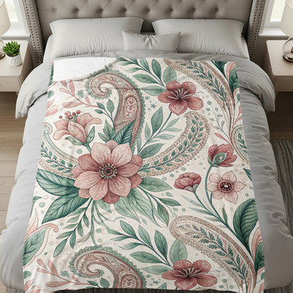 Floral Paisley Art Nouveau Design Pattern Pink and Green - Walk Greener