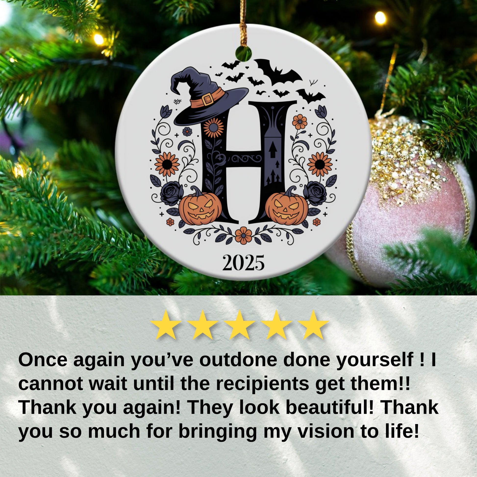 Personalized Halloween Ornament with Initial product type